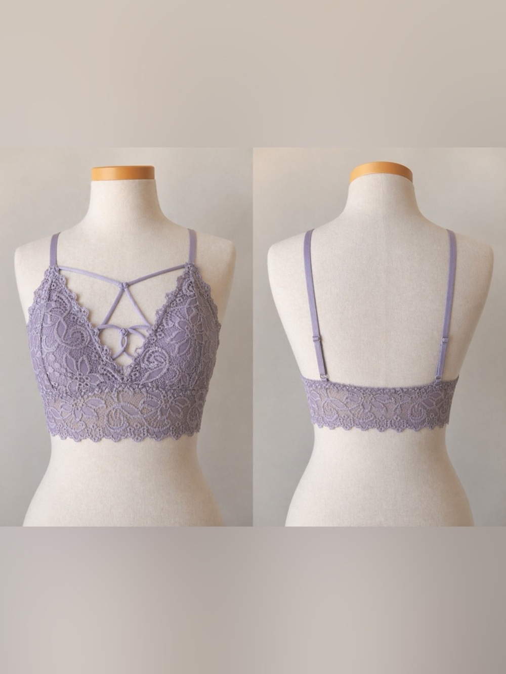 Lace Strappy Bralette in Lavender 🩷